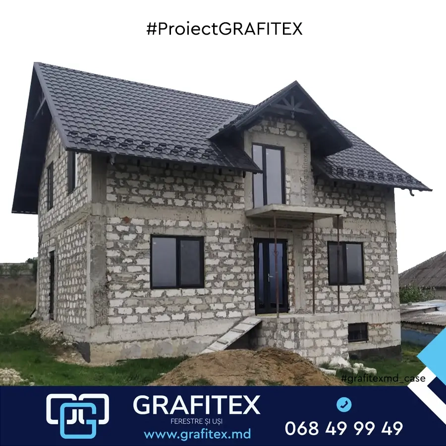 Vitraj logie PVC VEKA — proiect Grafitex
